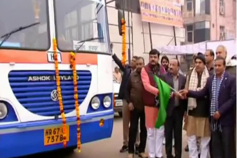 Kilometer scheme bus service started in gurugram