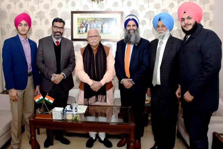 Delegation of american sikhs met cm manohar lal