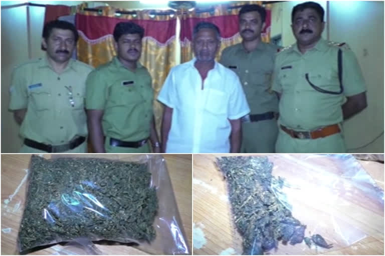 കഞ്ചാവുമായി തമിഴ്‌നാട് സ്വദേശി പിടിയിൽ  tamilnadu native arrested with ganja  excise rade in kollam  കഞ്ചാവ് പിടികൂടി  ganja seized  കൊല്ലം ആര്യങ്കാവ്