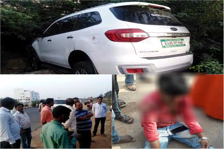 Accident between the car and bike at Koppal