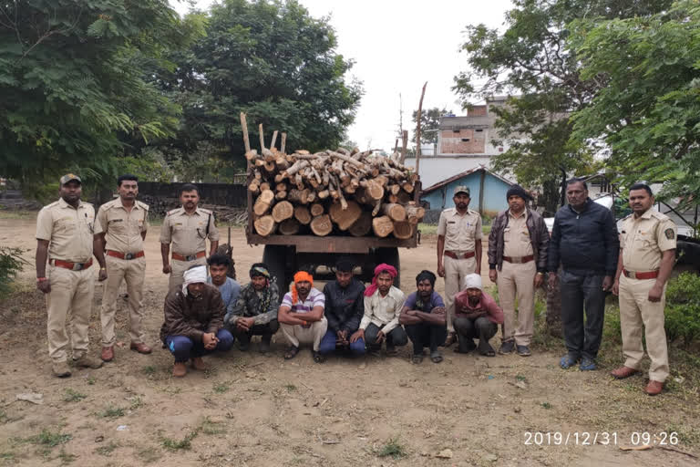 Sagawan smuggling from reserved forests in chimur of chandrapur district, Eight accused arrested