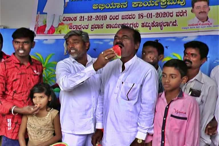 new-year-celebration-of-cutting-watermelon-instead-of-cake-in-yadagiri