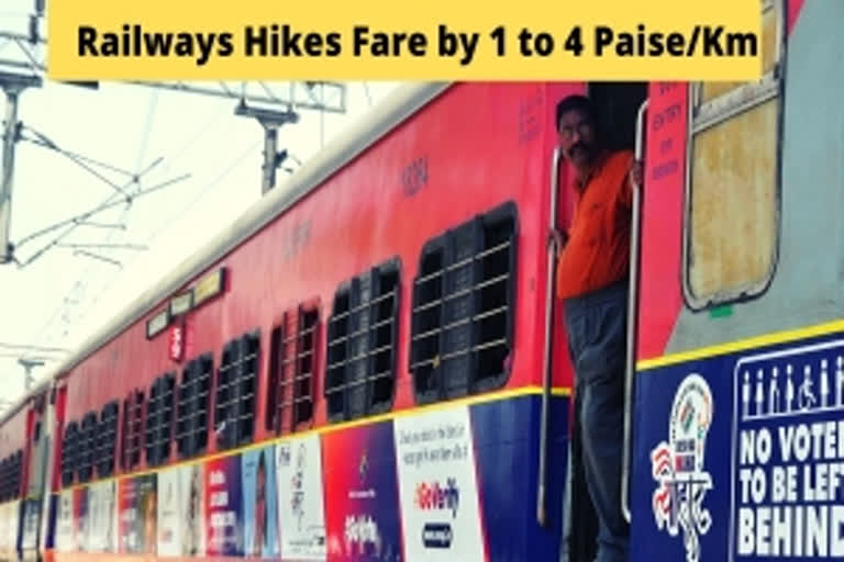 Railway to hike fares by 1 to 4 paise, effective from tonight