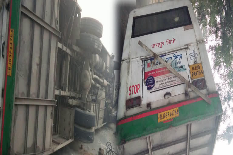 Rajasthan roadways bus collided, Rajasthan roadways bus accident, मोतीबाग में बस हादसा