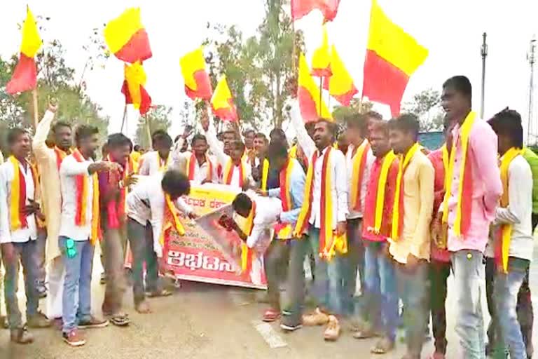 Immediate-arrest-of-shiv-sena-activists-protests-by-kannada-organization-in-yadgiri