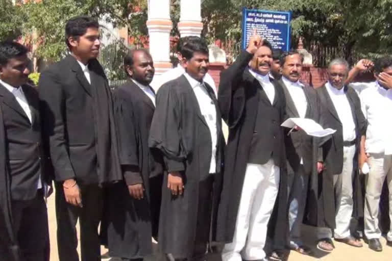 Theni lawyers protest