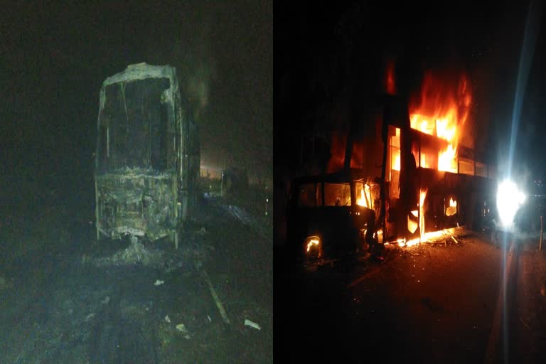 three-people-burnt-alive-in-bus-and-van-accident-near-tumakuru