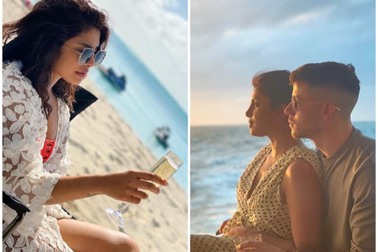 Priyanka Chopra And Nick Jonas enjoying at Beach Vacation