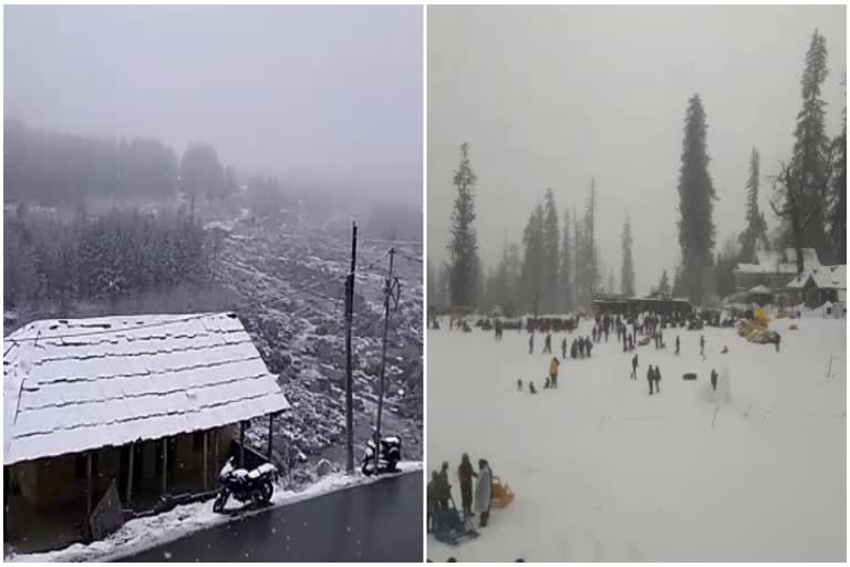 first snowfall of the year in the hilly areas of Kullu