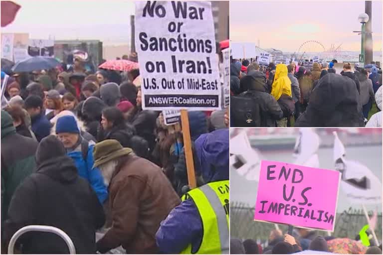 Protesters in Seattle gathered on Sunday to express their opposition to measures taken by the US in relation to developments in Iraq and Iran, which some said they fear to be a "provocation to war".