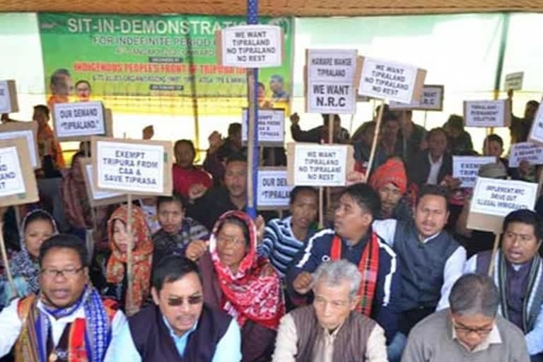 IPFT, among other regional tribal parties, resume anti-CAA protest in Tripura