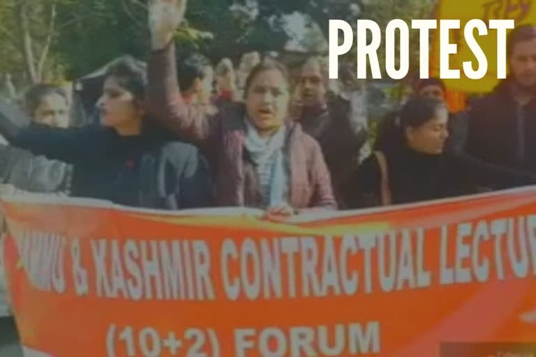 Jammu contractual lecturers protest for regularisation of jobs