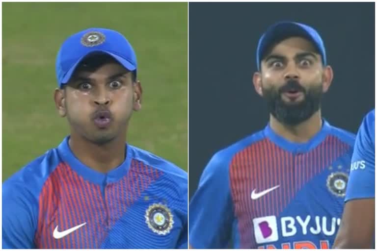 Virat Kohli Expression On Shreyas Iyer Sixer