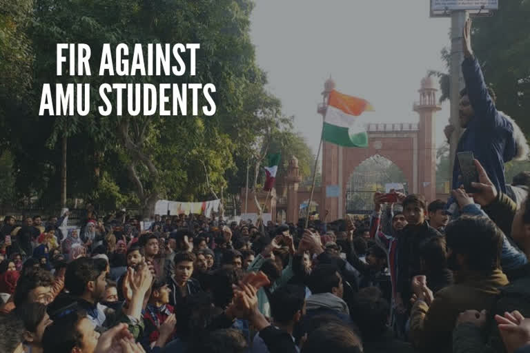 FIR against AMU  Indecent slogans  JNU protest  CAA protest  അലിഗഡ് പ്രതിഷേധം  മോദിക്കും യോഗിക്കുമെതിരെ മുദ്രാവാക്യം  അലിഗഢ് വിദ്യാർഥികൾക്കെതിരെ കേസ്  സർവലാശാല പ്രതിഷേധം  ദേശീയ വാർത്തകൾ