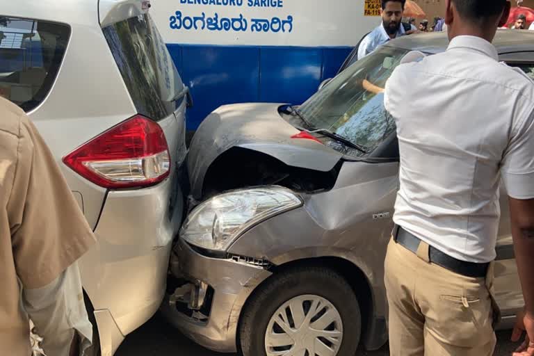 Chain accident due to bmtc break fail in bangalore