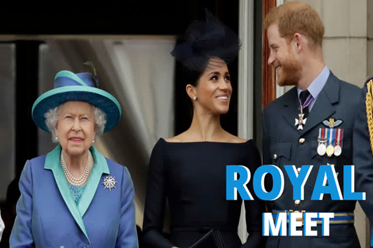 Harry Meghan royal  Britain's Queen Elizabeth II  Meghan and Prince Harry  Buckingham Palace in London  Prince Harry and Meghan's decision  Royal split in Britain  ഹാരി രാജകുമാരന്‍റെ പിന്‍വാങ്ങല്‍  എലിസബത്ത് രാജ്ഞി  സസെക്‌സ് ഡച്ചസ്  സസെക്‌സ് ഡ്യൂക്ക്  സാന്‍ഡ്രിങ്‌ഹാം എസ്റ്റേറ്റ്  മേഗന്‍