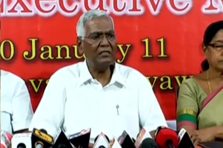 Media conference at CPI National Secretary D. Raja Vijayawada