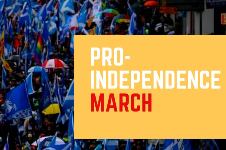 Pro-independence march in Glasgow  Brexit  Kelvingrove Park protest  All Under One Banner  സ്കോര്‍ലന്‍ഡ് സ്വാതന്ത്രാനുകൂലികള്‍  ഗ്ലാസ്‌ഗോ  ജനഹിത പരിശോധന