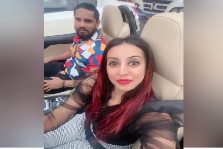 Actress Sanjana made a selfie video while driving the car