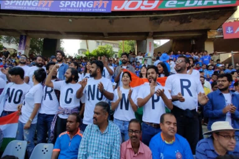 Protests at Wankhede Stadium against CAA and NCR during first ODI match