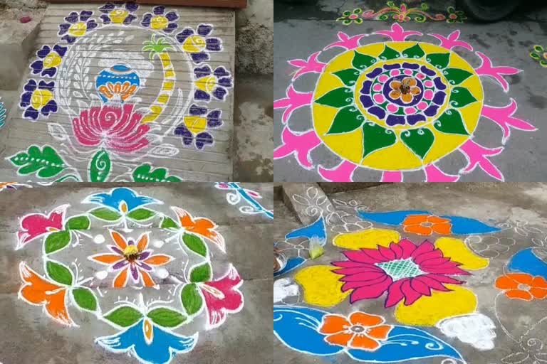 rangoli at hanmakonda in warangal urban district on the eve of pongal