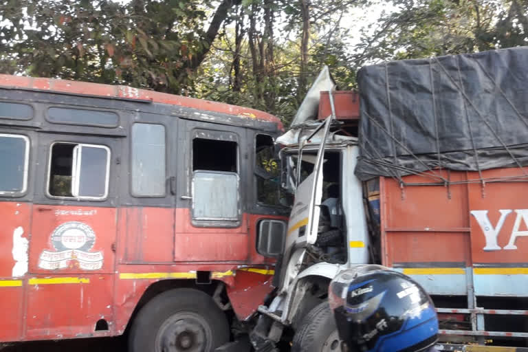 Accident of ST and truck on Nagothane Wakan Pali route