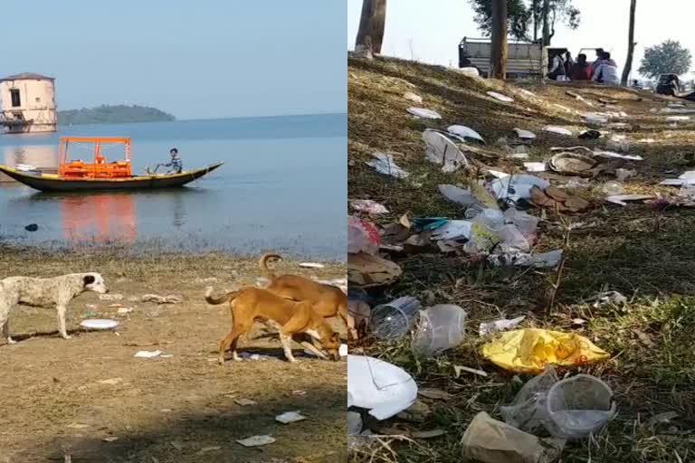 Dirt spreading dirt in Maithon Dam in dhanbad