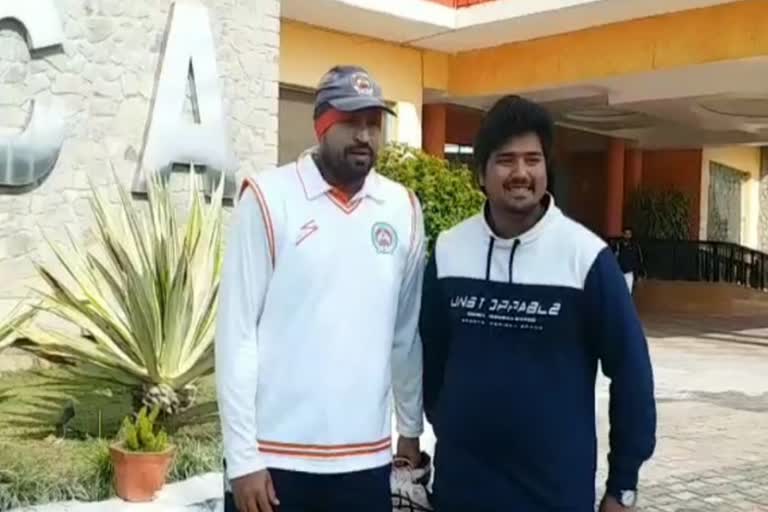 Yusuf Pathan practices at International Cricket Stadium Dharamshala