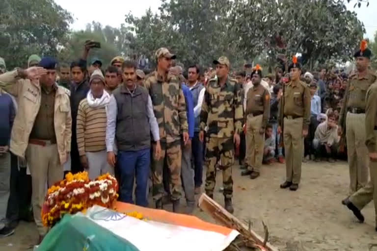 कोटपूतली में सैनिक का अंतिम संस्कार,  Soldier's funeral in Kotputli, बीएसएफ के जवान की मृत्यु,  BSF jawan died