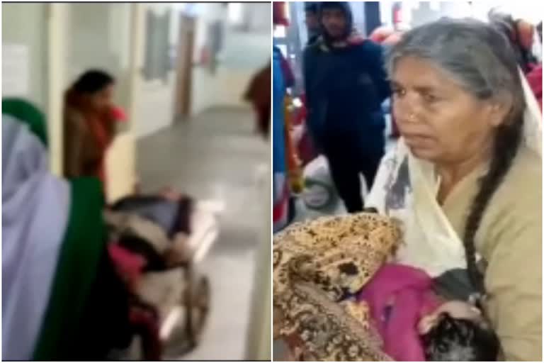 woman gives birth to a child on stretcher