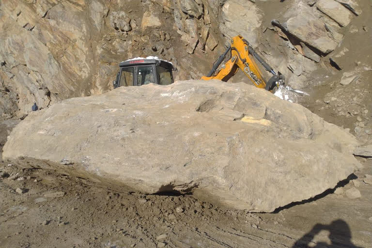 Road affected due to landslide in Kinnaur