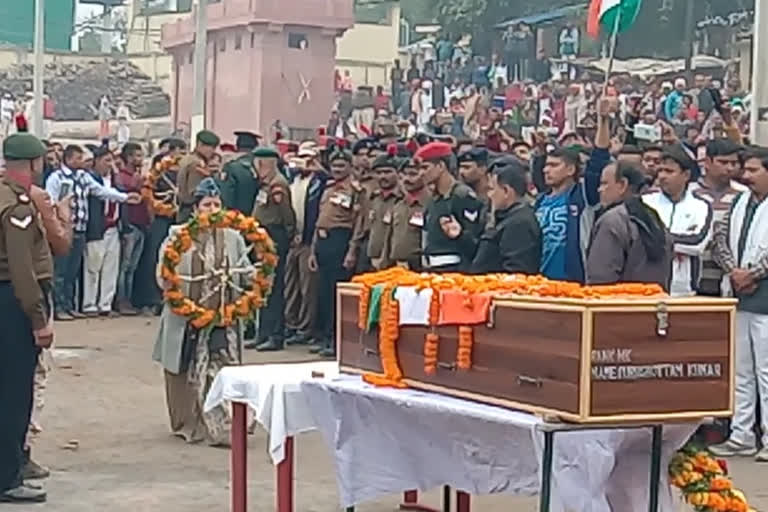 Funeral ceremonies performed in honor of martyred soldier in gaya