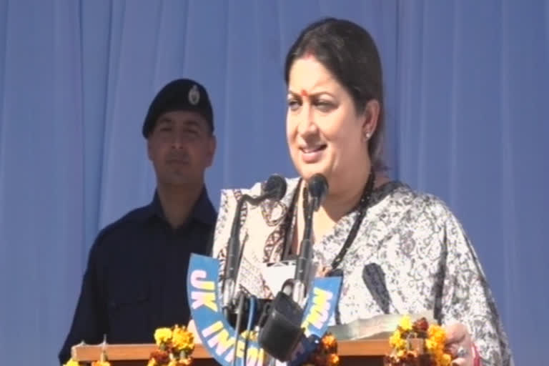 Smriti Irani inaugurates footbridge, laid foundation stone of water tank in J-K