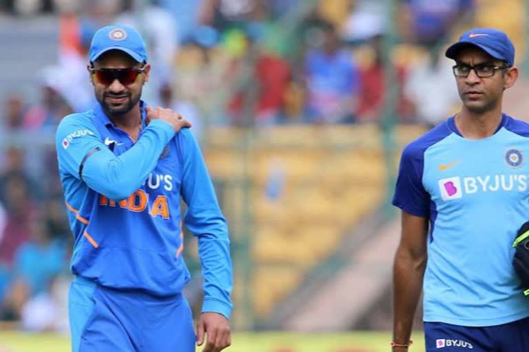 injury puts question mark on Shikhar Dhawan's NZ tour,ಶಿಖರ್ ಧವನ್​ ಭುಜಕ್ಕೆ ಪೆಟ್ಟು