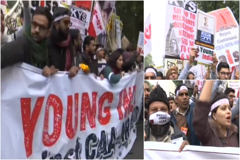 Students protest at Mandi House against CAA, NRC