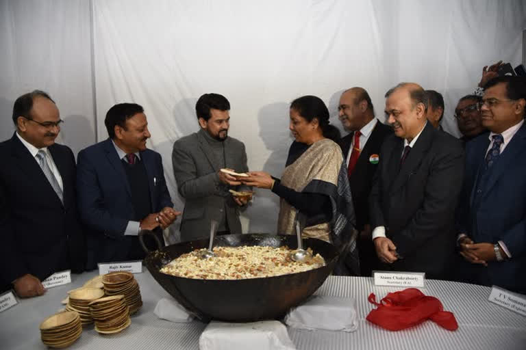 Halwa Ceremony today at North Block to mark the beginning of printing of  Budget2020 documents