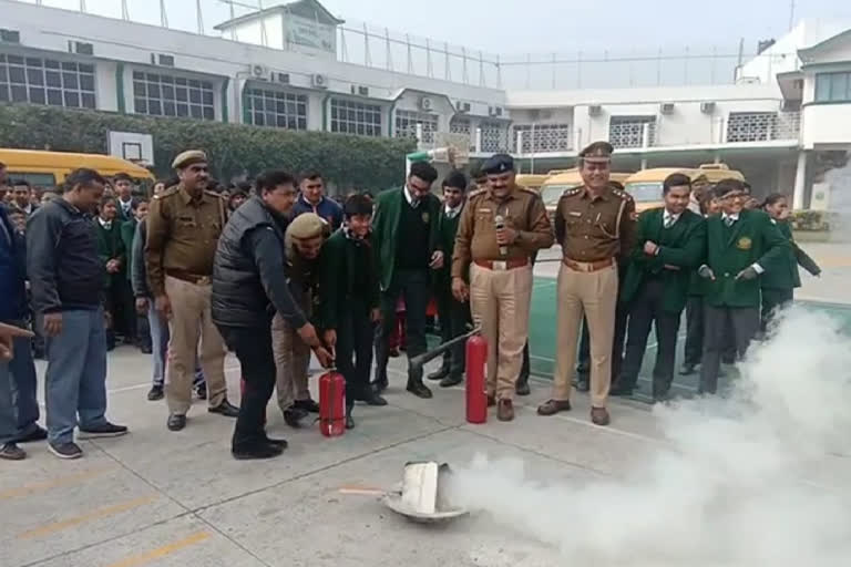 Fire brigade team makes students aware through mock drill at Nehru World School in Ghaziabad