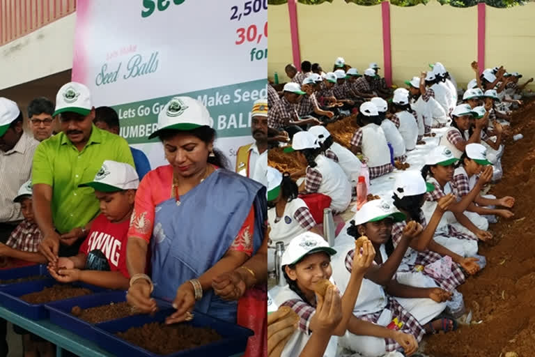 Schoolchildren embark on a world record effort to make 30 lakh seed balls