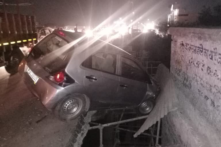 Car entered into overbridge