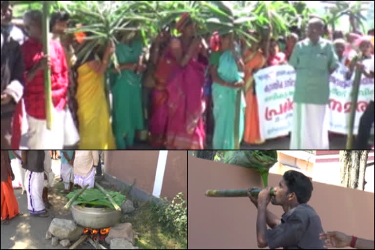 Protesters staged a protest in front of the RDO office  കുറത്തിക്കുടിയിലെ ആദിവാസികൾ ആര്‍ഡിഒ ഓഫീസിനു മുമ്പില്‍ പ്രതിഷേധ സമരം സംഘടിപ്പിച്ചു  കുറത്തിക്കുടി