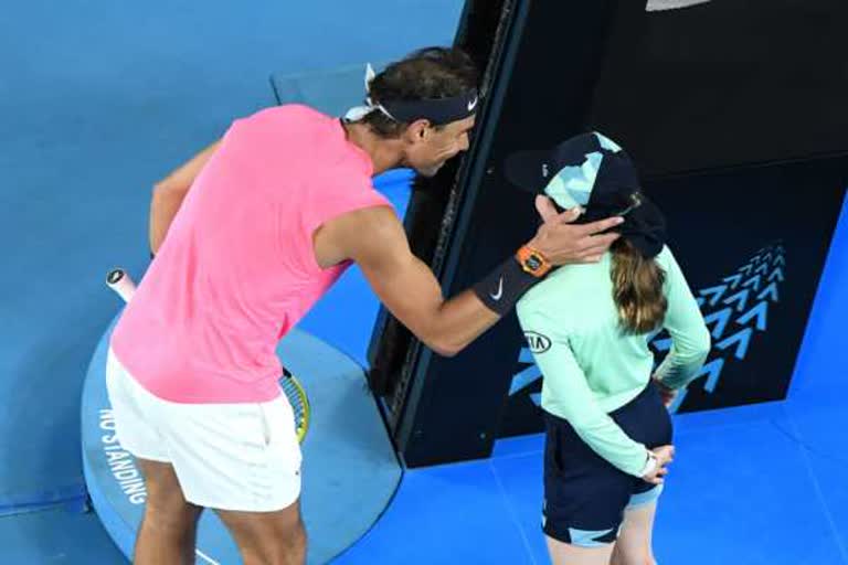 Rafael Nadal apologises to ballgirl with a kiss after hitting her in 'scary moment'