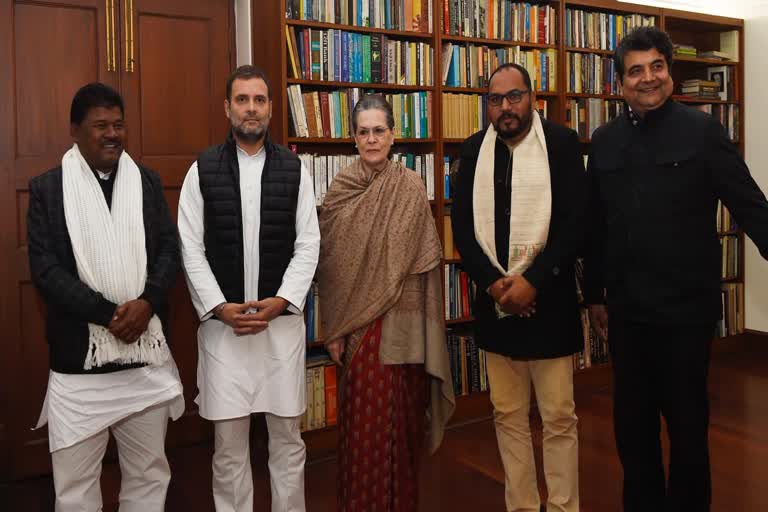 Bandhu Tirkey and Pradeep Yadav meet Sonia Gandhi