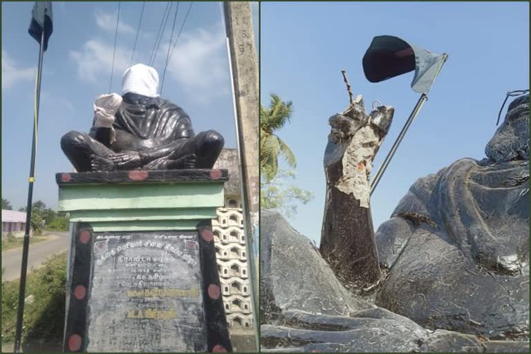 A statue of Periyar vandalized