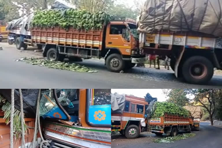 ആനമറി എക്സൈസ് ചെക്ക് പോസ്റ്റ്  വഴിക്കടവ് ചെക്ക്പോസ്റ്റ്  ചരക്കു ലോറിക്ക് പിന്നില്‍ വാഹനങ്ങളുടെ കൂട്ടിയിടി  anamari check post  vazhikadavu check post  vehicles collision