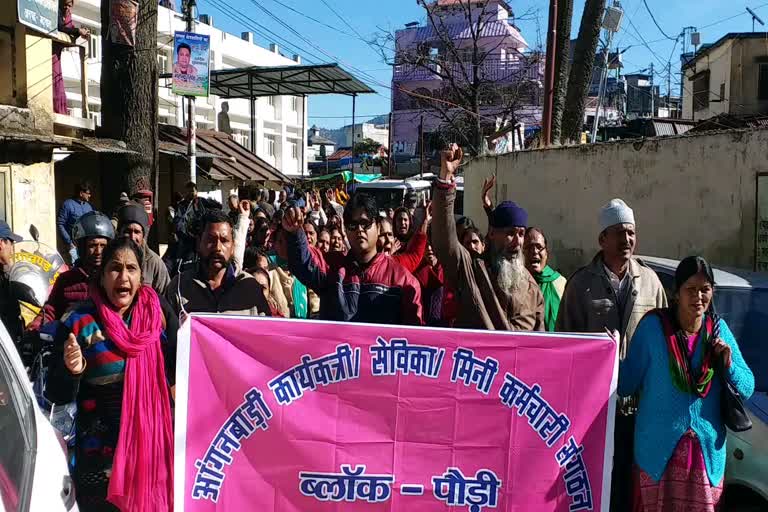 anganwadi workers rally