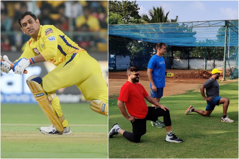 Dhoni Followed Raina and Ambati rayudu turns up for practice in Nets