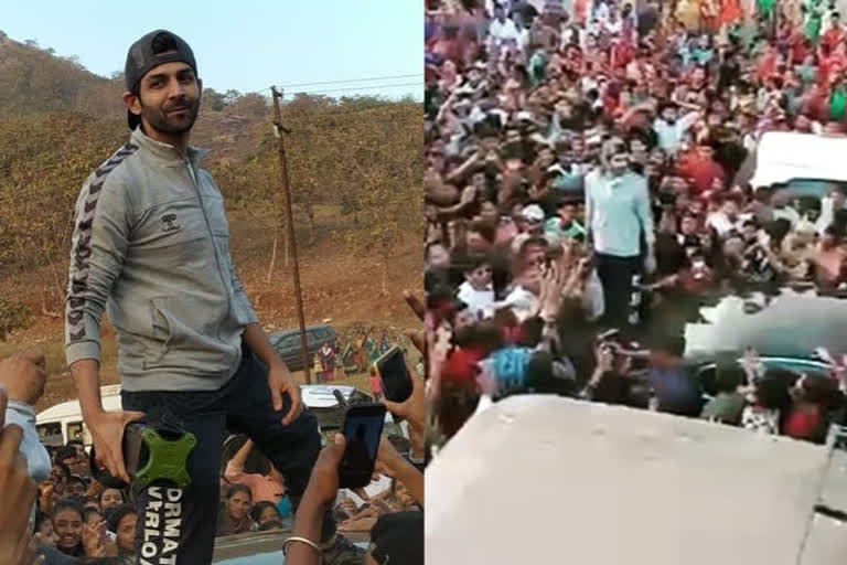 Kartik Aaryan 'overwhelmed' by fans love, Kartik Aaryan mobbed by a sea of fans, Kartik Aaryan craze in fance, Kartik Aaryan latest news, Kartik Aaryan upcoming film, Kartik Aaryan in love aaj kal, Kartik Aaryan share video with fans