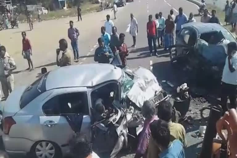 5 member died in car smashed accident at dindugal highways