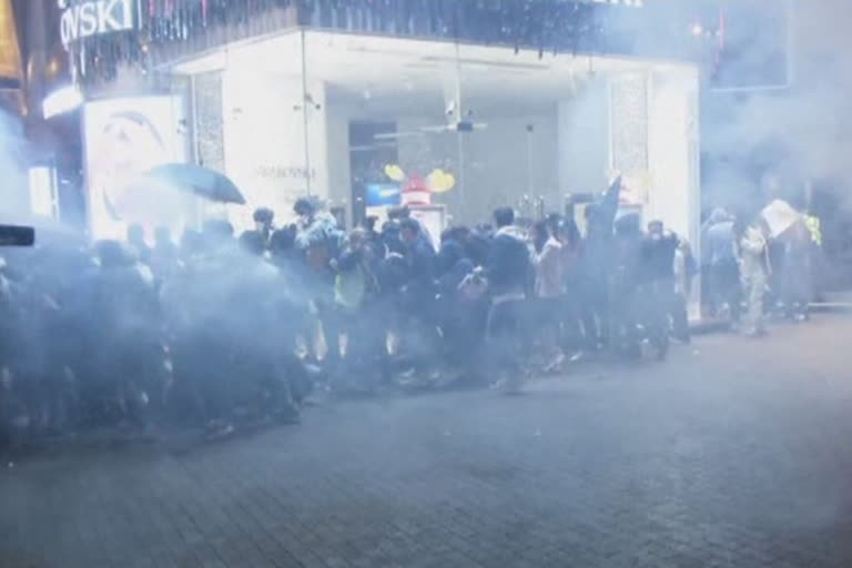 Hong Kong police used tear gas to disperse protesters during a protest