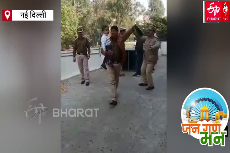 Delhi Police soldiers dance to patriotic songs on the occasion of republic day